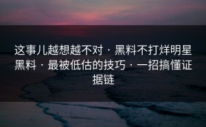 这事儿越想越不对 · 黑料不打烊明星黑料 · 最被低估的技巧 · 一招搞懂证据链