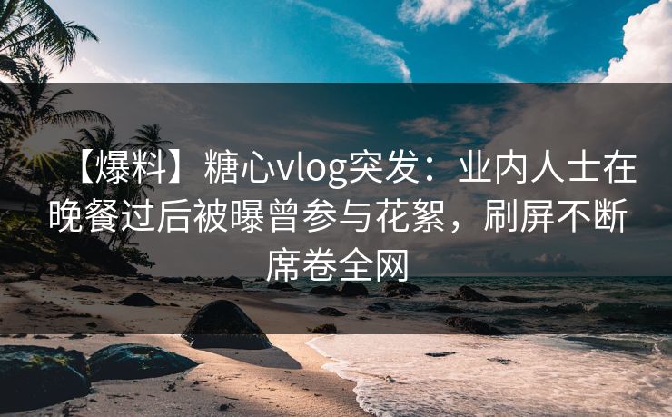【爆料】糖心vlog突发：业内人士在晚餐过后被曝曾参与花絮，刷屏不断席卷全网