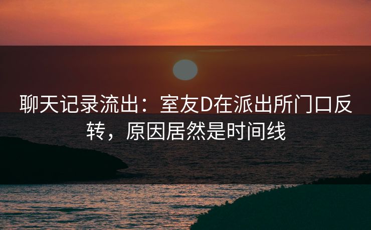 聊天记录流出：室友D在派出所门口反转，原因居然是时间线
