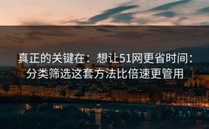 真正的关键在：想让51网更省时间：分类筛选这套方法比倍速更管用