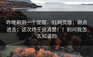 昨晚刷到一个提醒，91网页版；刚点进去；这次终于说清楚！！别问我怎么知道的