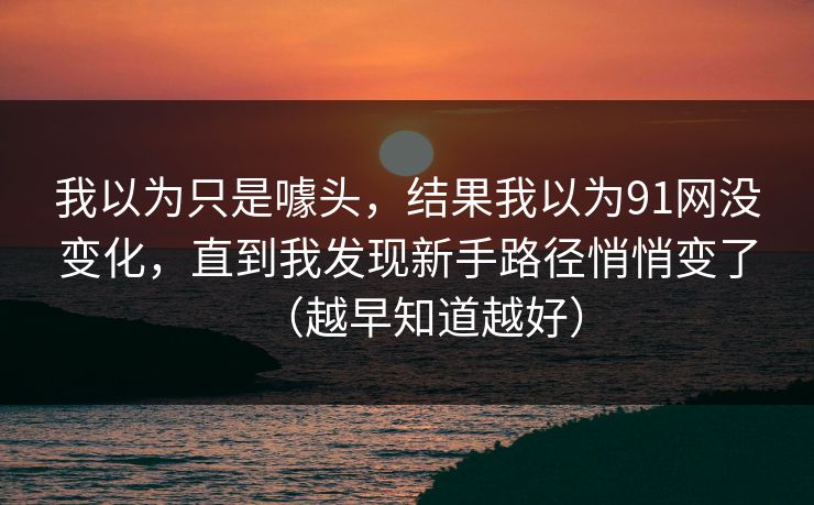 我以为只是噱头，结果我以为91网没变化，直到我发现新手路径悄悄变了（越早知道越好）