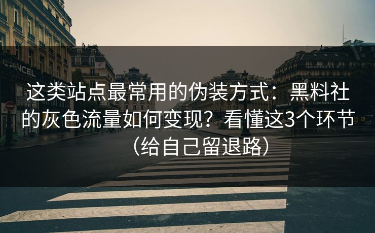 这类站点最常用的伪装方式：黑料社的灰色流量如何变现？看懂这3个环节（给自己留退路）