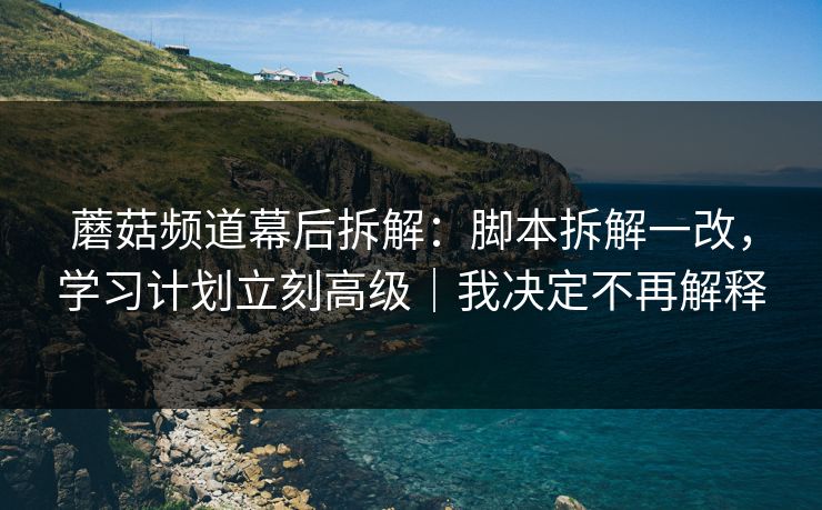 蘑菇频道幕后拆解：脚本拆解一改，学习计划立刻高级｜我决定不再解释