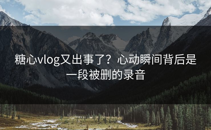 糖心vlog又出事了?心动瞬间背后是一段被删的录音 糖心vlog又出事了?心动瞬间背后是一段被删的录音